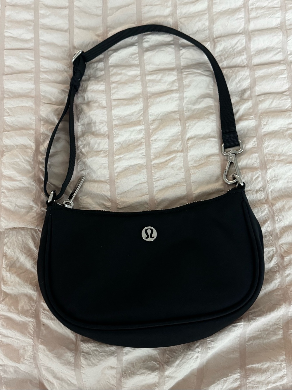 lululemon athletica Black Crescent Shoulder Bag with Silver Logo